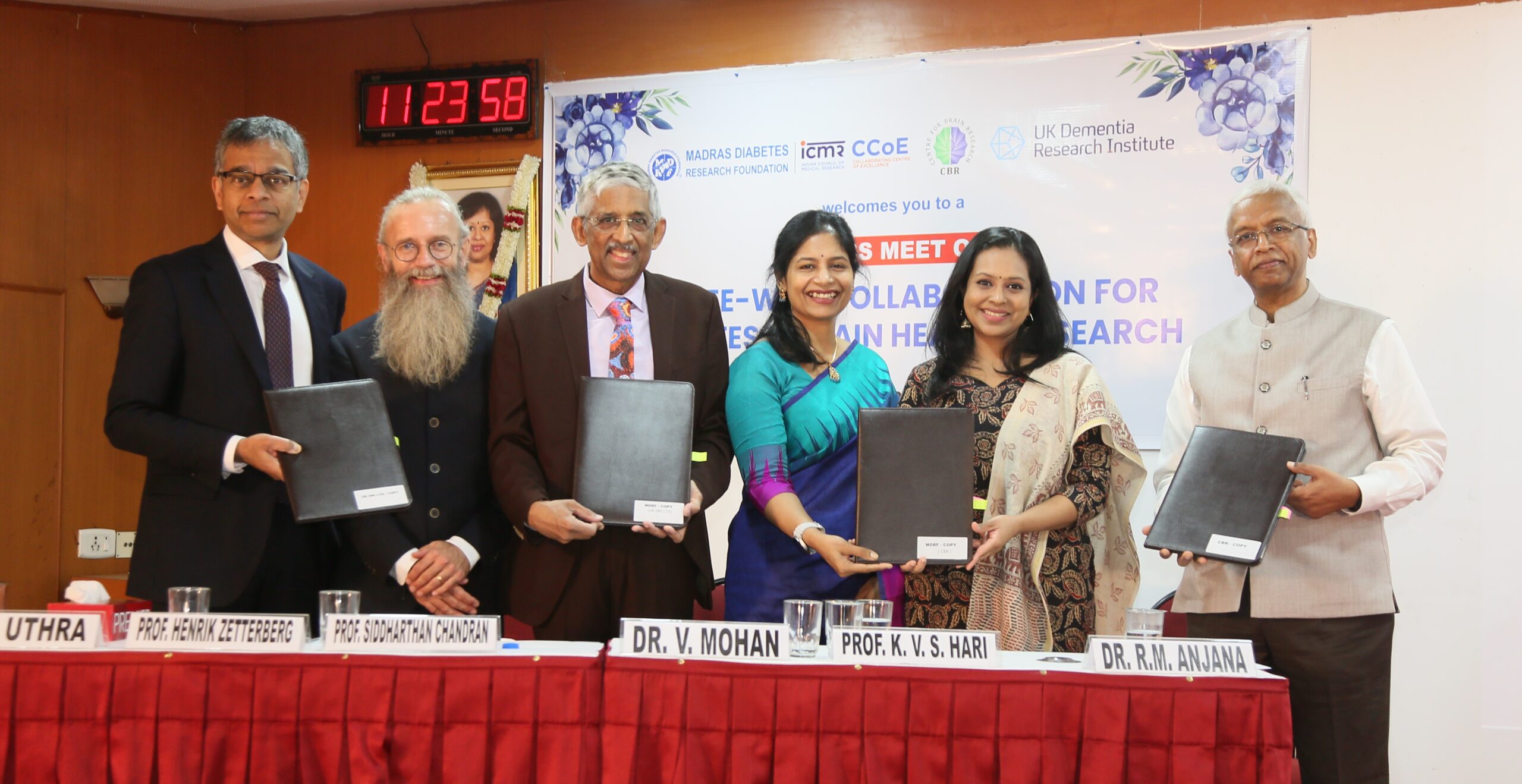 Madras Diabetes Research Foundation (MDRF), Chennai signs MOU with Centre for Brain Research (CBR), Bengaluru, and UK Dementia Research Institute (UK DRI), UK, for groundbreaking research on Diabetes and Brain Health