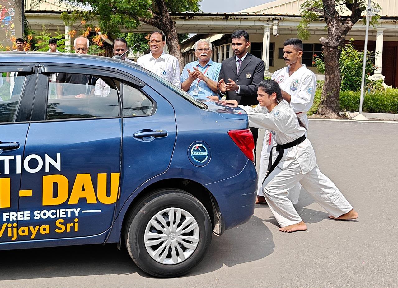 SRIHER STUDENT SETS A WORLD RECORD ‘PUSHING A CAR FOR GREATEST DISTANCE FOR ONE HOUR’
